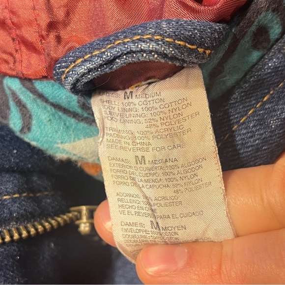 Vintage Out Brook Southwestern Print Heavy Denim Coat Women's Medium - Picture 3 of 10